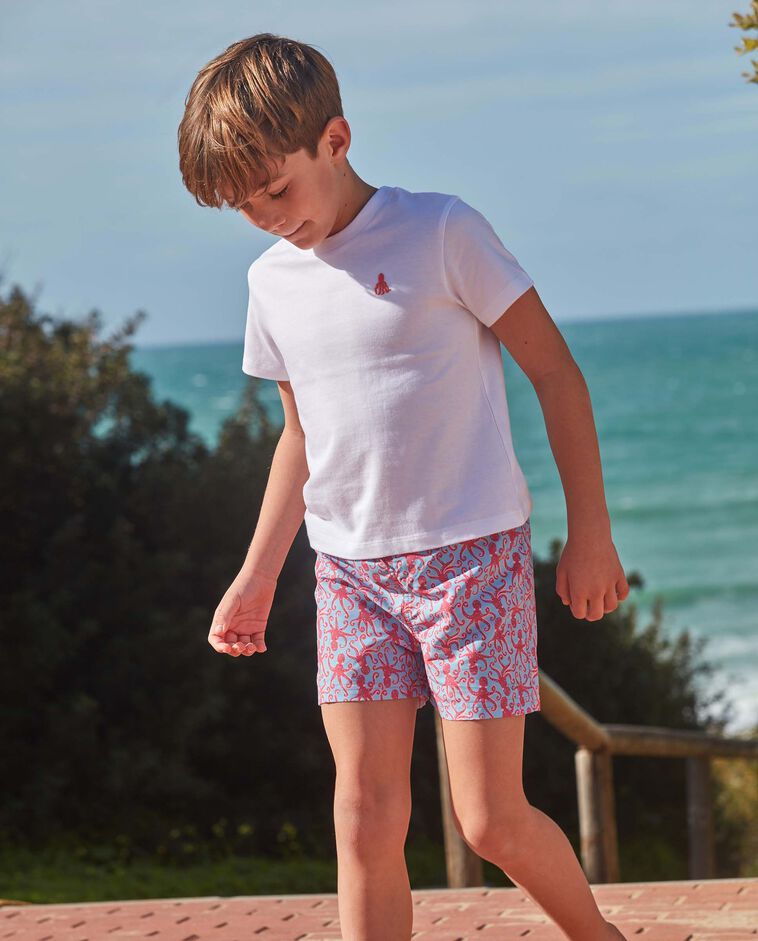 Ba&ntilde;ador estampado pulpos azul