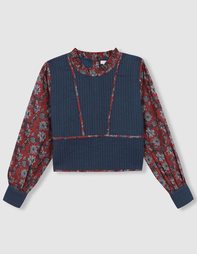 Blusa con chaleco incorporado para madre granate Blusa con chaleco incorporado para madre granate