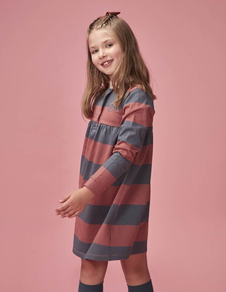 Vestido polo rayas rosa