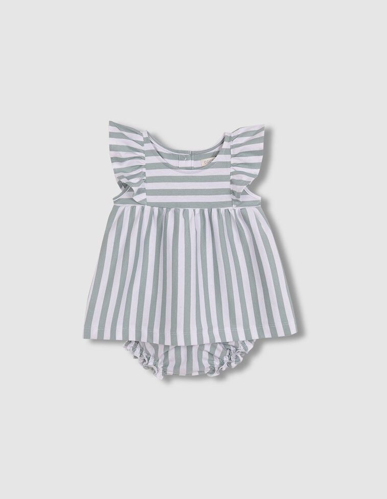 Vestido de rayas de punto verde