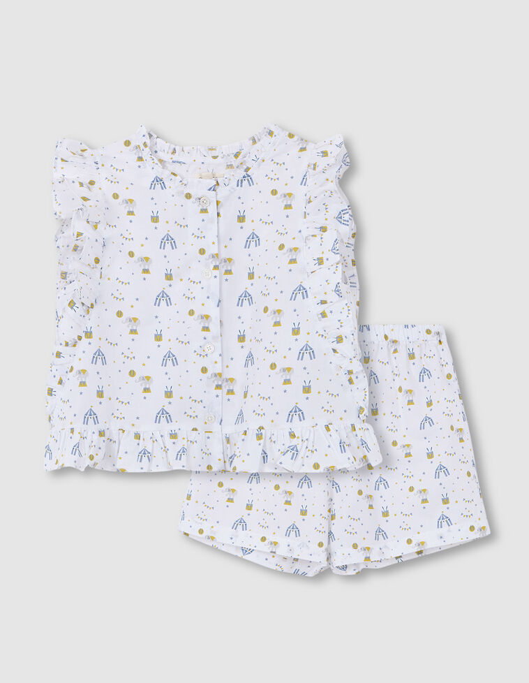 Pijama blanco con estampado de circo