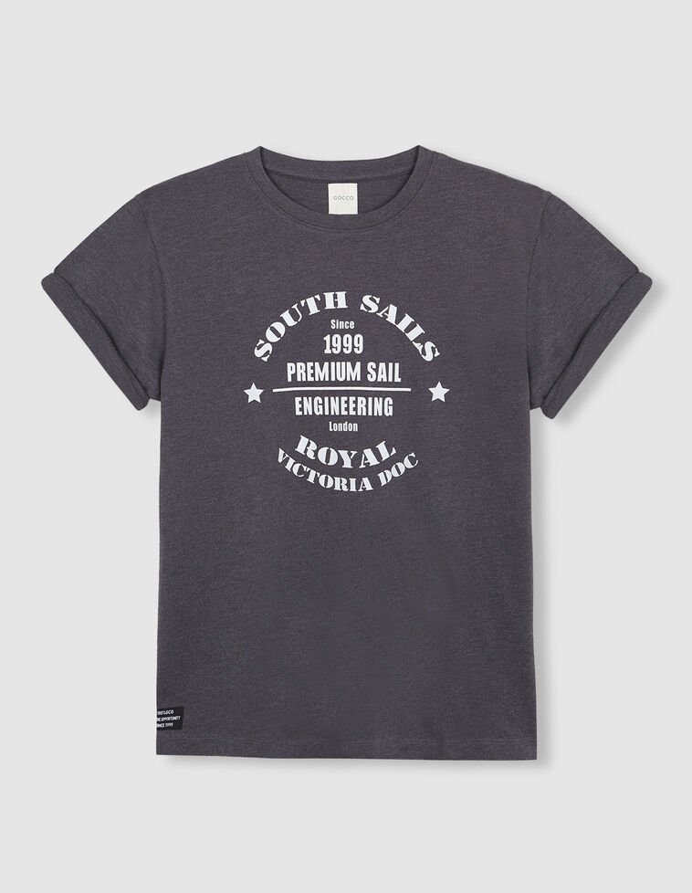 Camiseta básica gris print