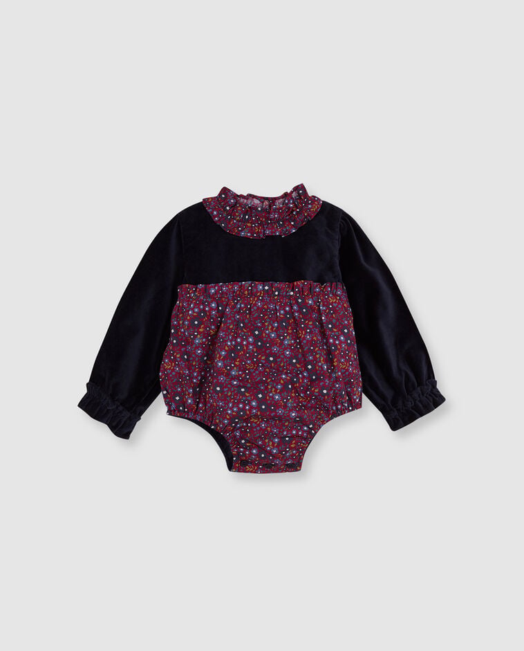Ranita terciopelo y estampado azul beb&eacute;