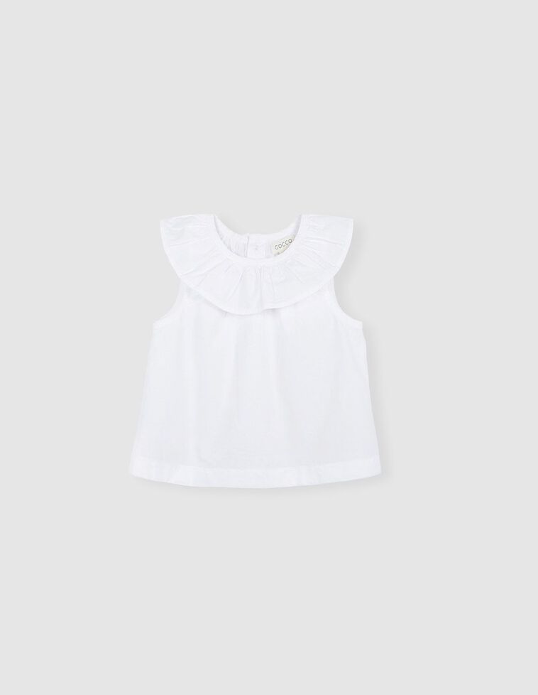 Camisa con cuello volante blanco