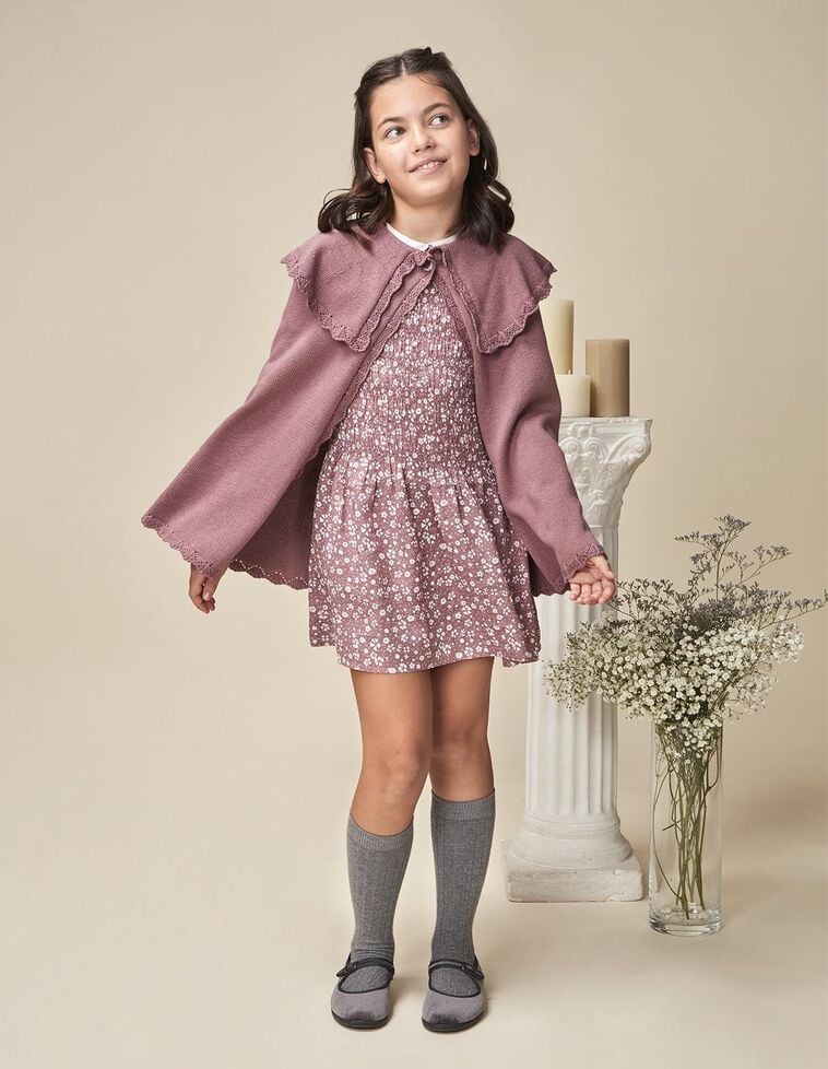 Capa rosa de punto con lana