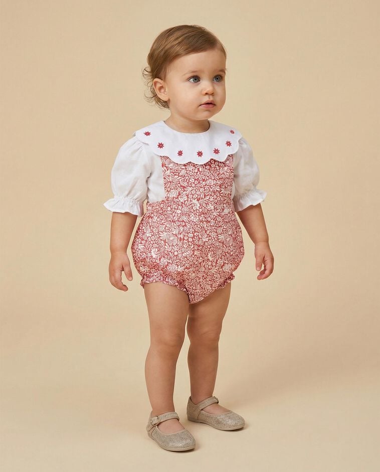 Ranita estampada de lino sin mangas coral