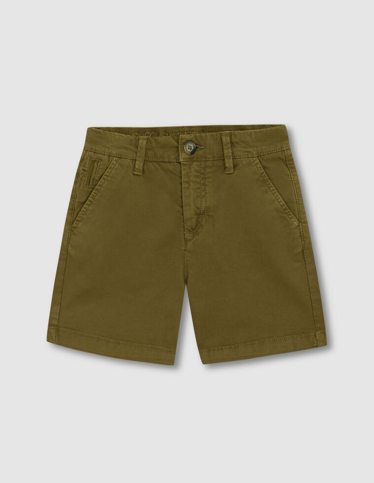 Pantalón chino corto de sarga verde