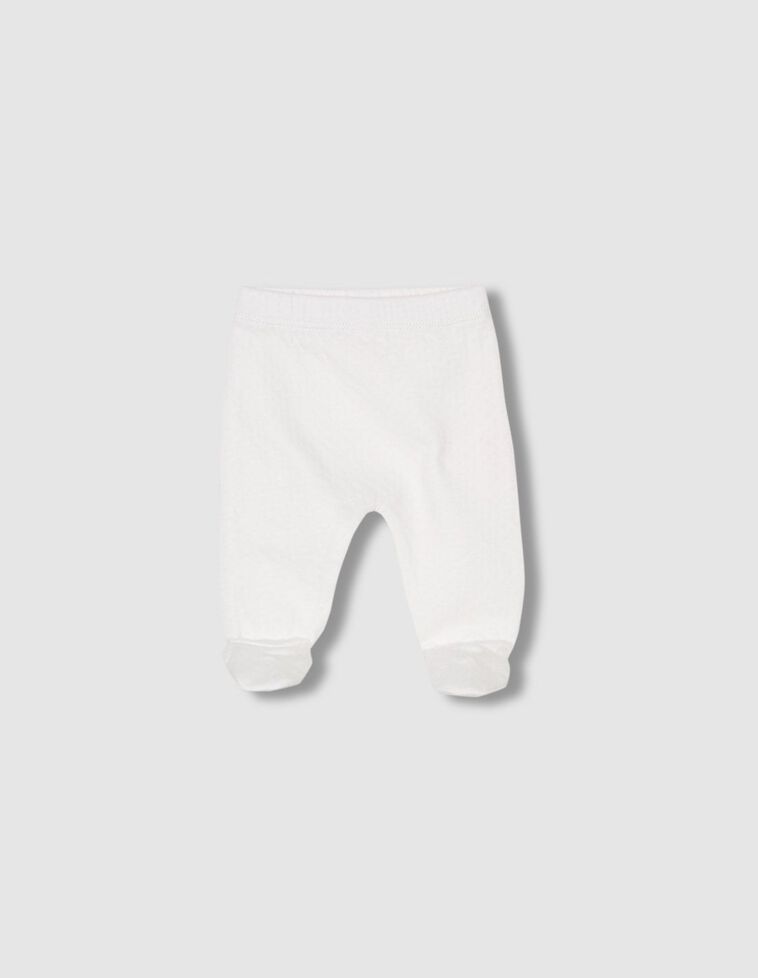 Polaina de interlock con desagujados blanco roto