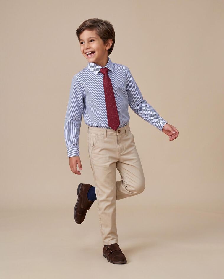 Camisa oxford rayas azul ni&ntilde;o