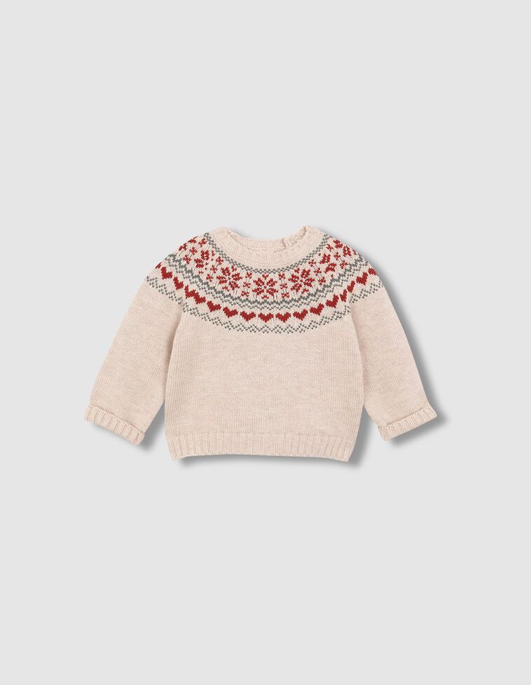 Jersey de greca en el cuello con lana marrón claro