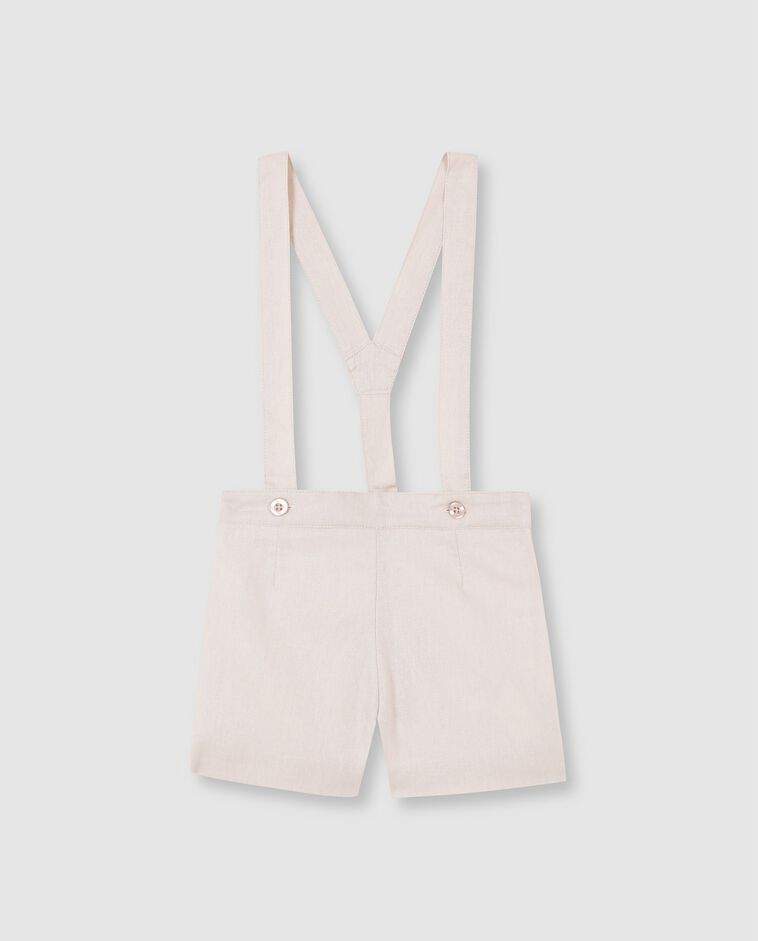 Pantal&oacute;n corto de lino con tirantes piedra