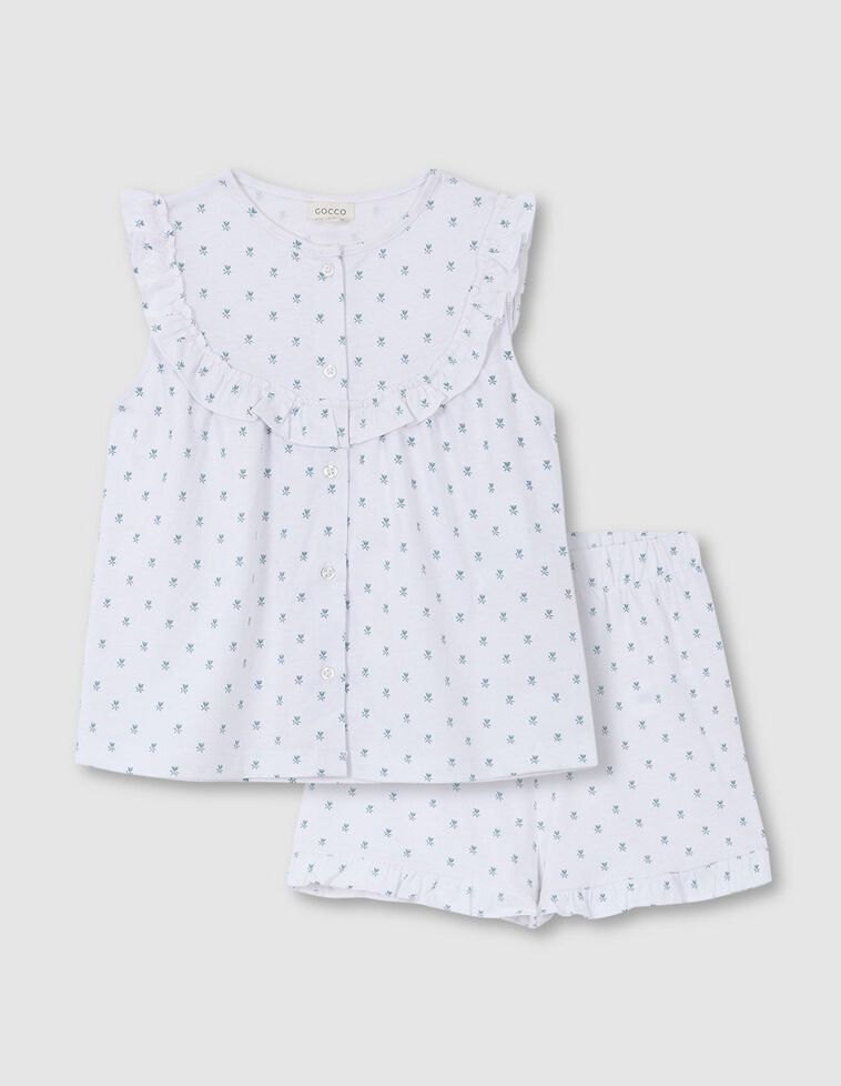 Pijama de jersey con estampado de flores