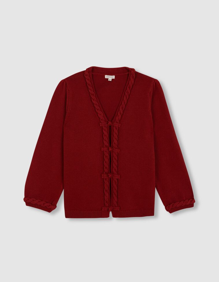 Chaqueta con trenzas con lana granate