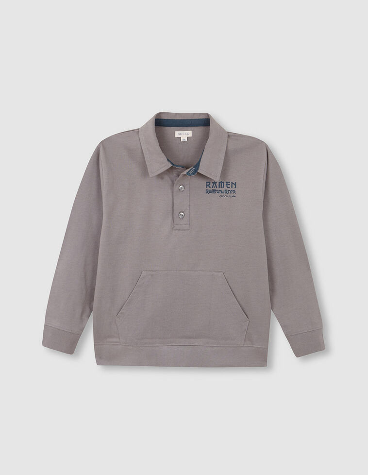 Polo con gráfico de ramen gris