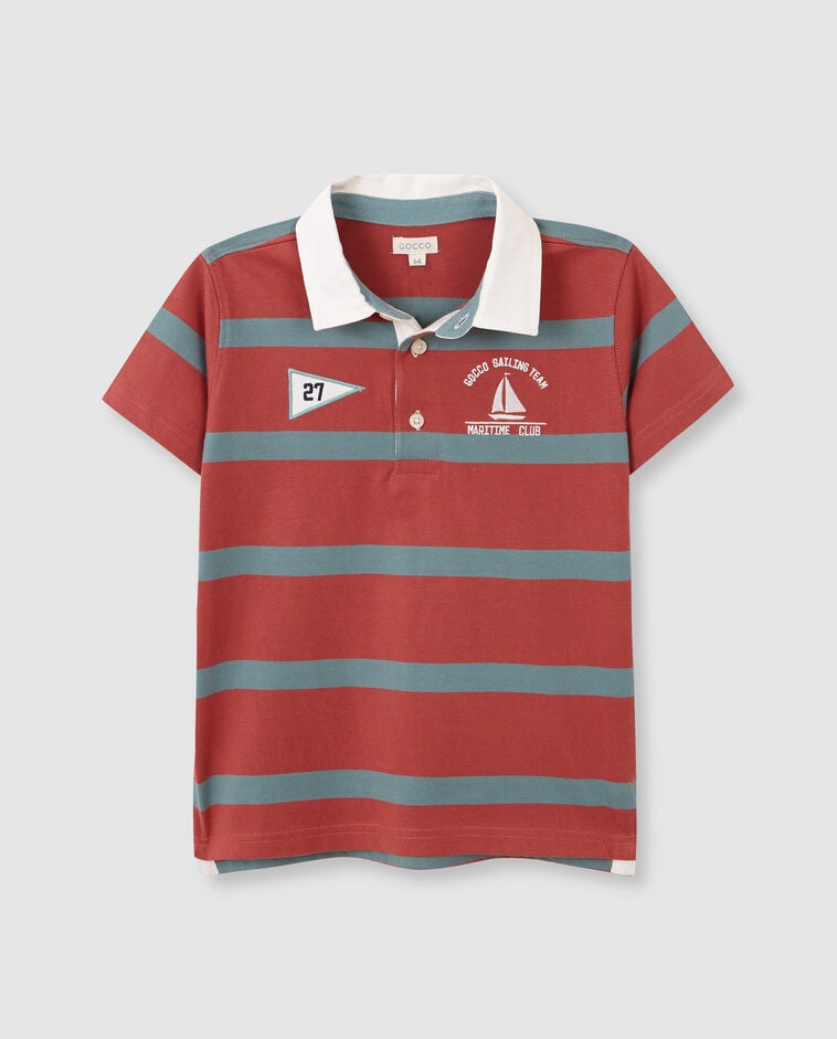 Polo rayas coral