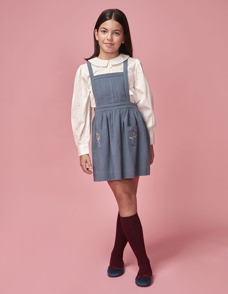 Pichi con jaretas y bolsillos bordados verde