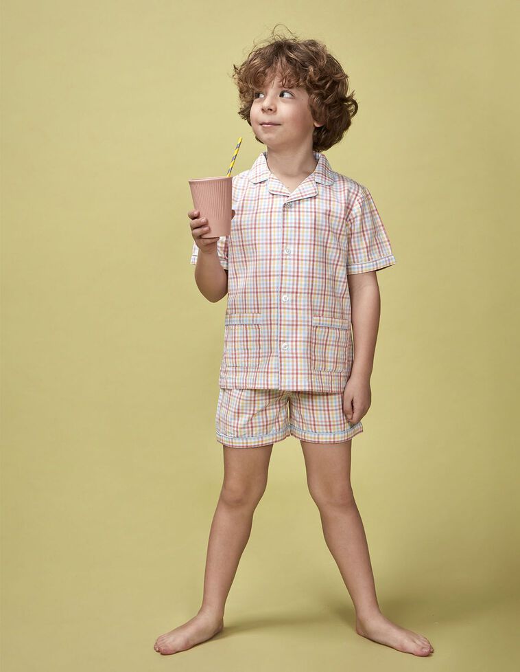 Pijama cuadros blanco