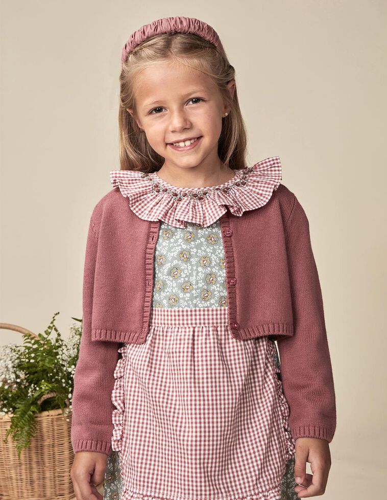 Chaqueta básica corta con lana rosa