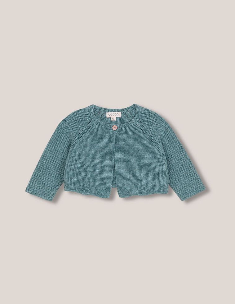 Chaqueta de punto bobo cinturilla detalle azul claro