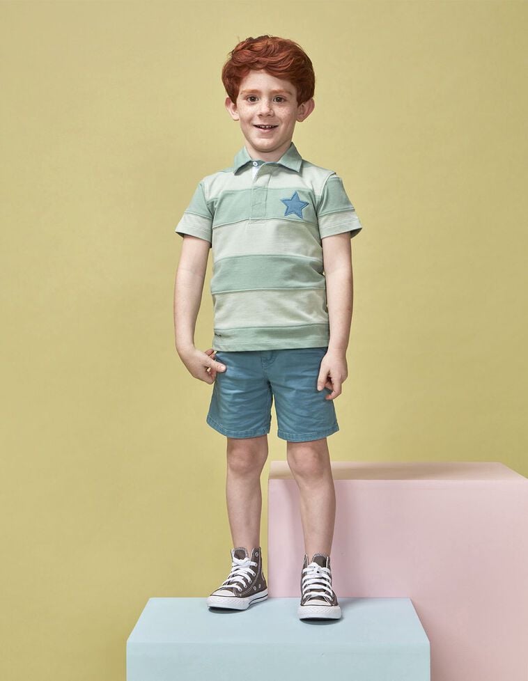 Polo de rayas con estrella verde