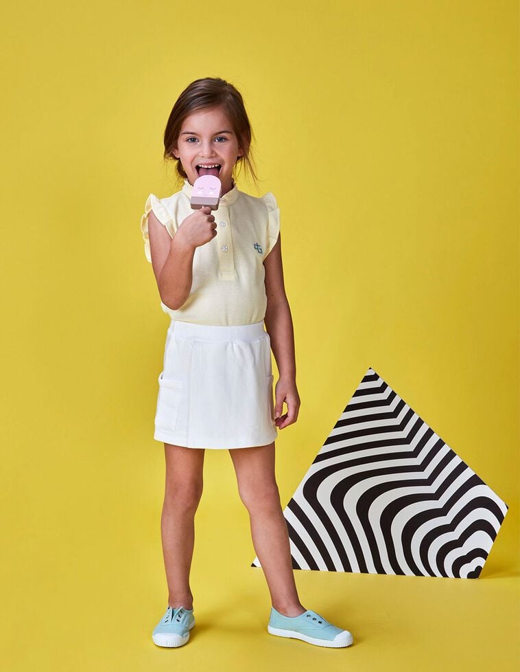 Falda pantalón de felpa blanco roto 