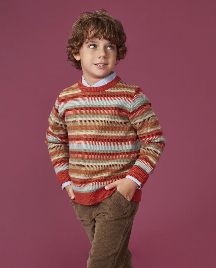 Jersey con motivos de jacquard y canal&eacute; naranja ni&ntilde;o