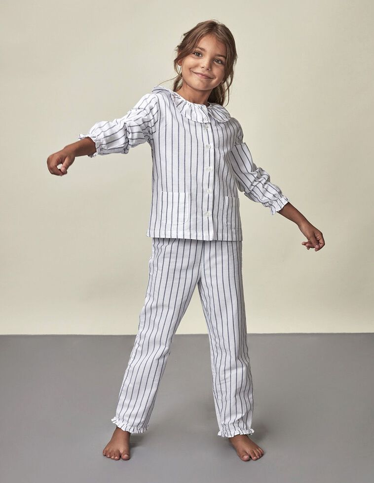 Pijama De Rayas Blanco Optico