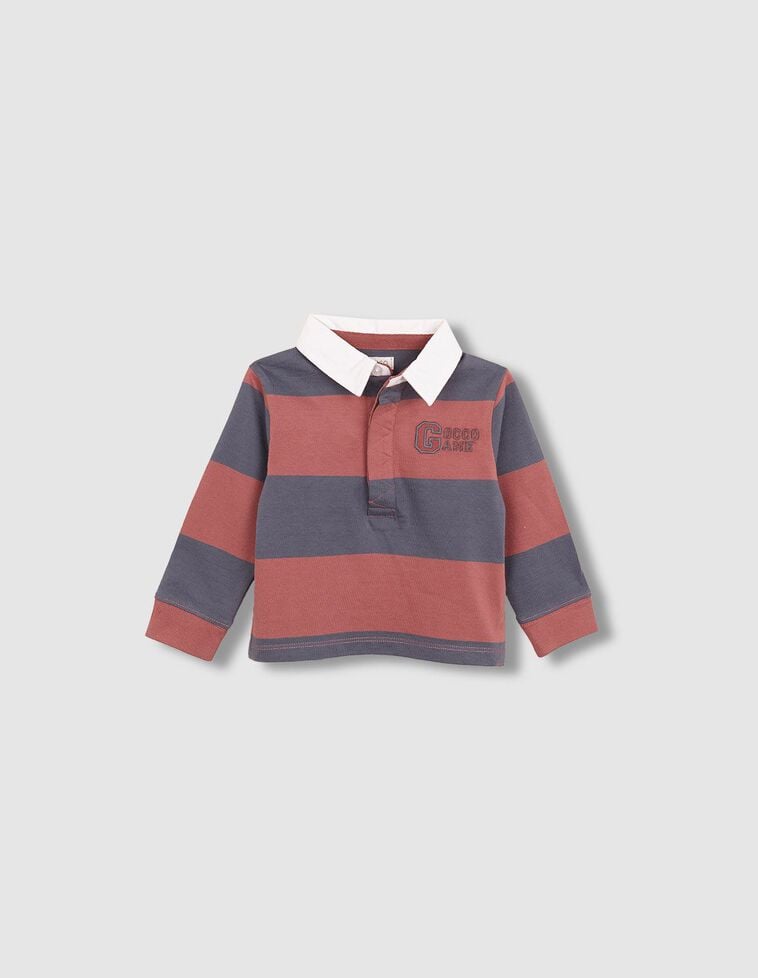 Polo de rayas con parche rosa