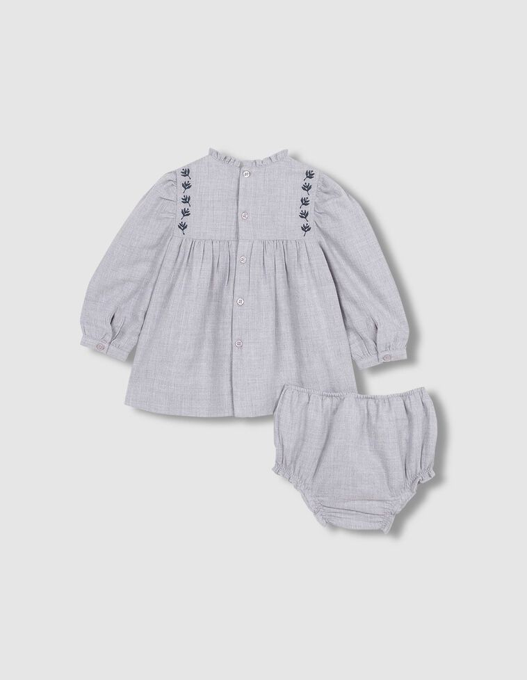 Vestido Bordados  Gris Medio Melange