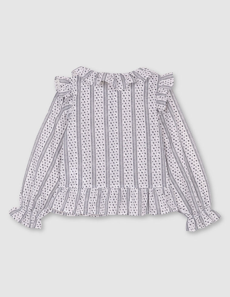 Camisa Con Volantes De Florescitas Crudo