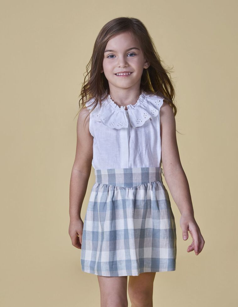 Blusa cuello bordado blanco roto