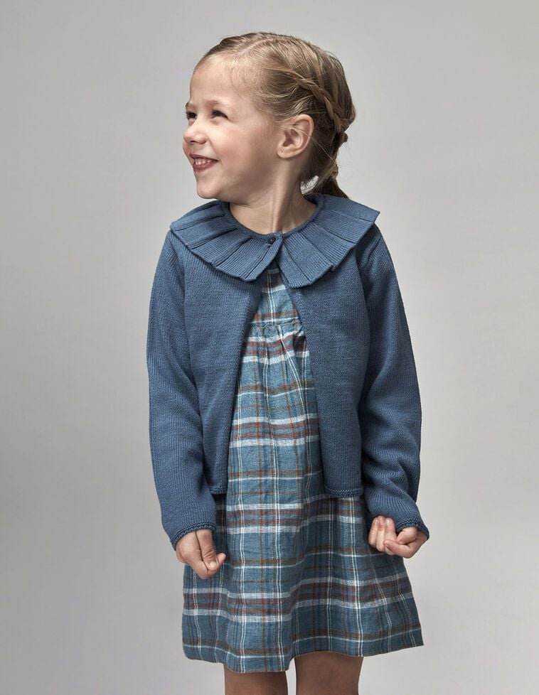 Chaqueta con  cuello volante azul claro