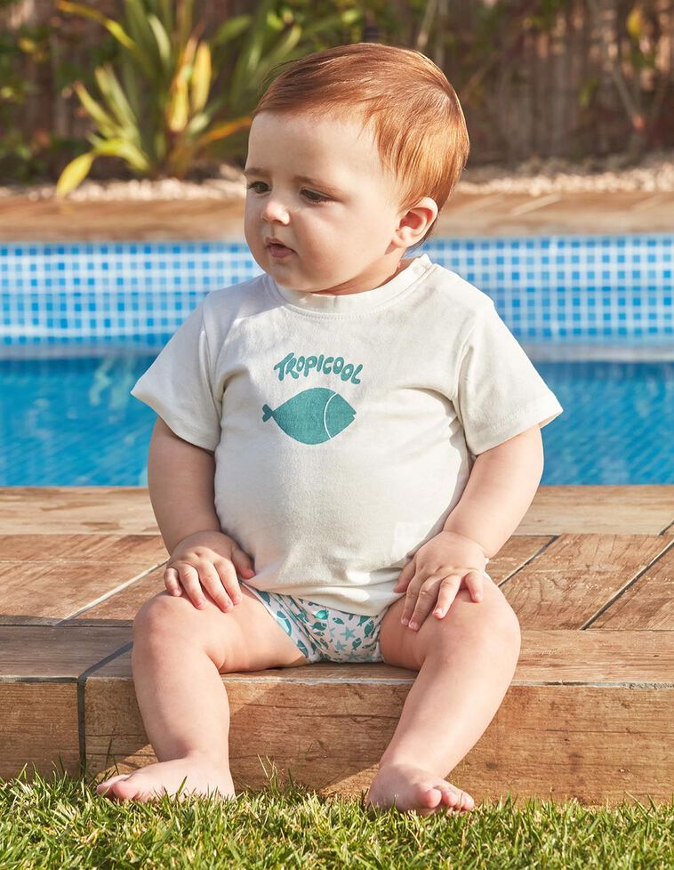 Camiseta estampado pez blanco