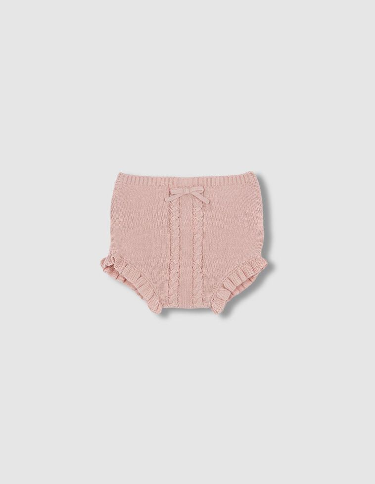 Cubrepañal de punto ochos rosa viejo