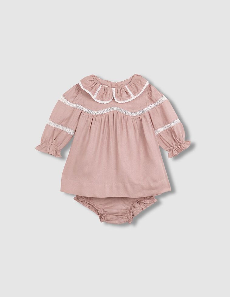 Vestido con tiras bordadas lila