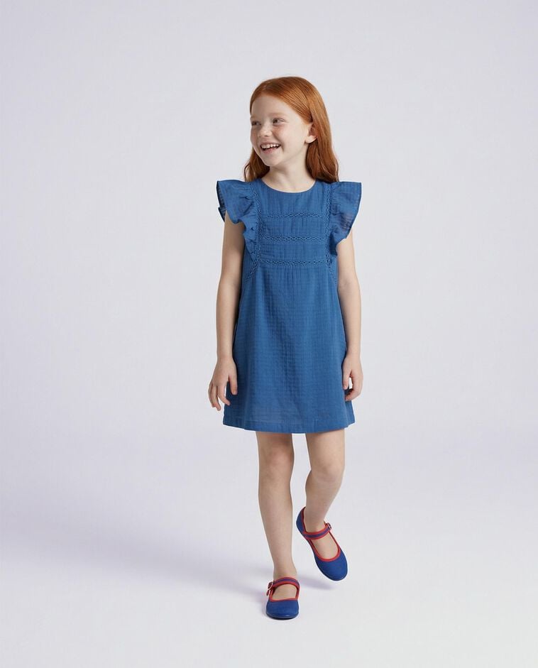 Vestido con tiras bordadas azul