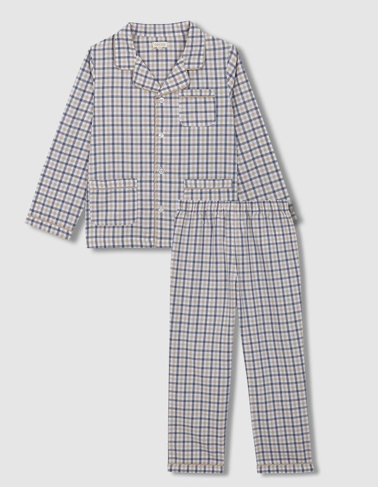Pijama de cuadro vichy gris