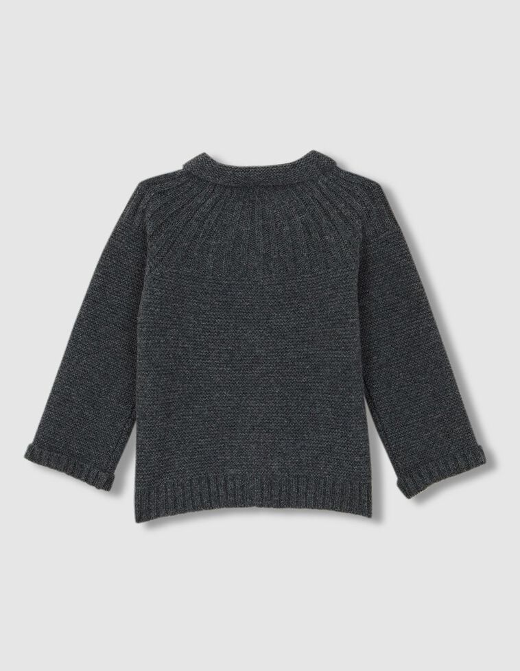 Chaqueta Punto Bobo Con Cuello Volante Verde Oscuro