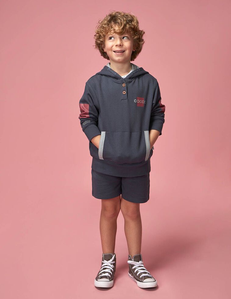 Sudadera con capucha y contrastes verde