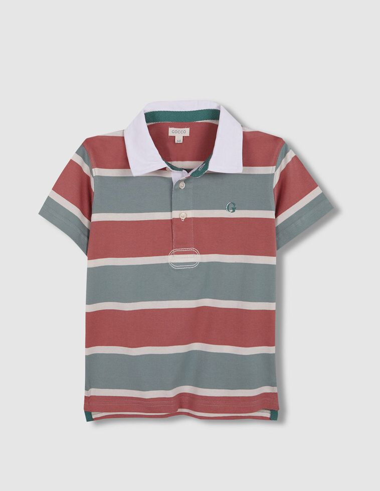 Polo de rayas tricolor verde