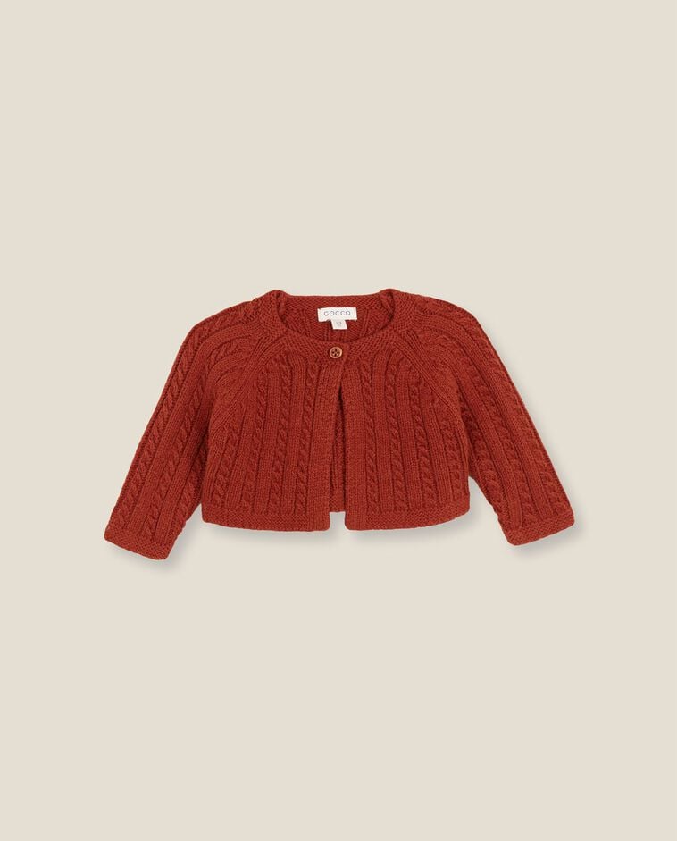 Chaqueta de ochos naranja reci&eacute;n nacido