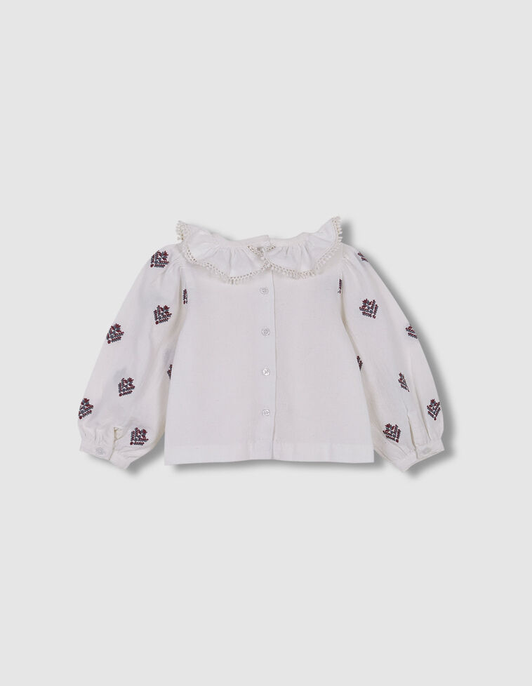 Camisa Bordados Blanco Roto