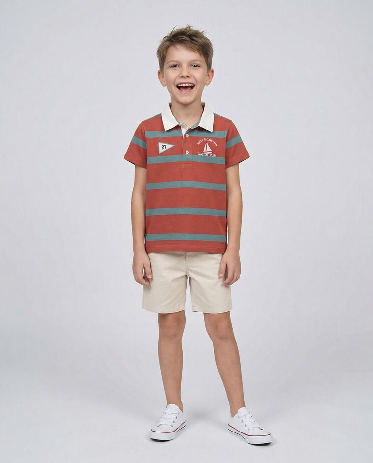 Polo rayas coral