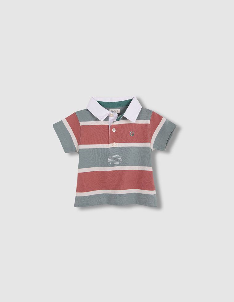 Polo de rayas tricolor verde
