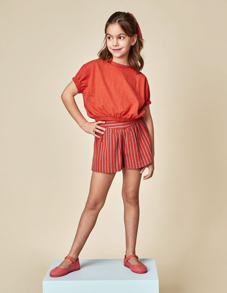 Pantalón de rayas naranja con lurex