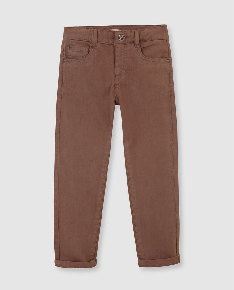 Pantal&oacute;n cinco bolsillos de sarga marr&oacute;n ni&ntilde;o