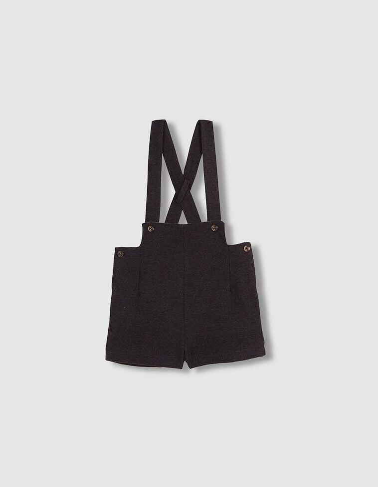 Pantalón corto con tirantes en franela gris