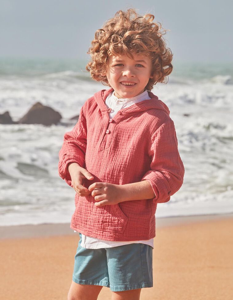 Sobrecamisa con bolsillo de canguro rosa