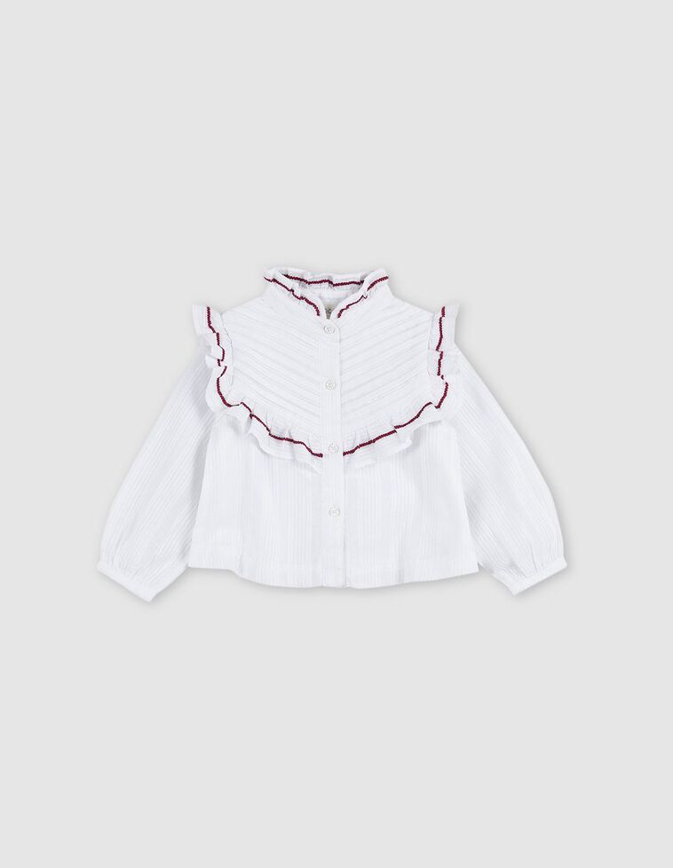 Camisa con cuello mao y jaretas