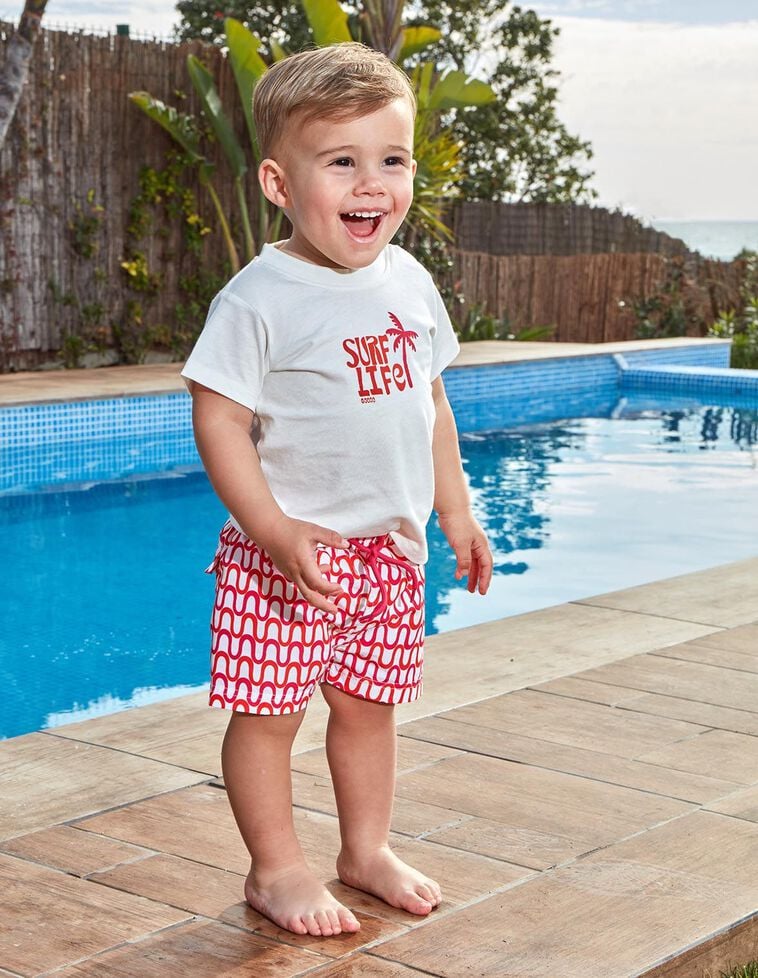 Bañador estampado ondas blanco